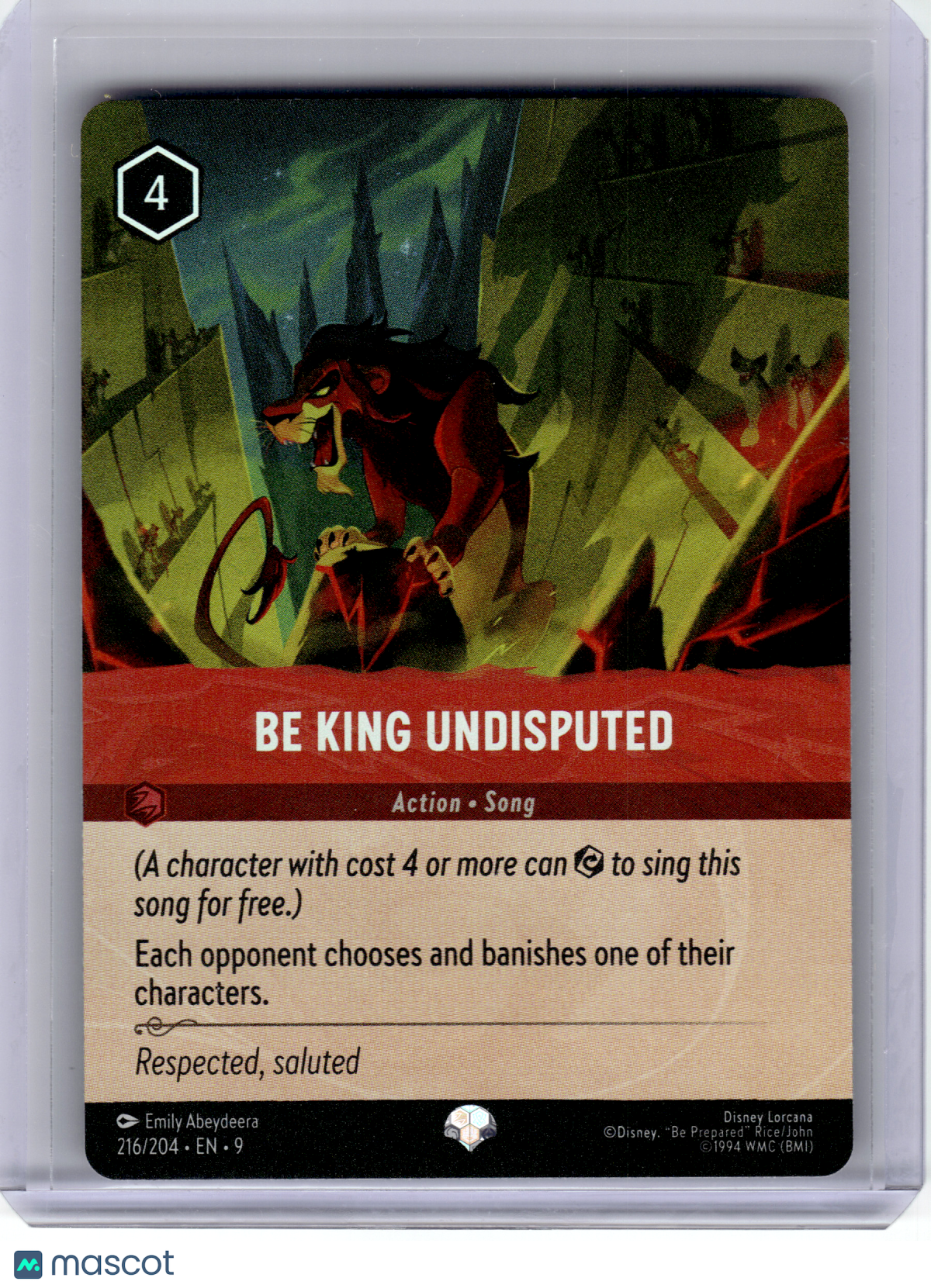 2025 Disney Lorcana—Scar #216 Fabled—Epic Foil