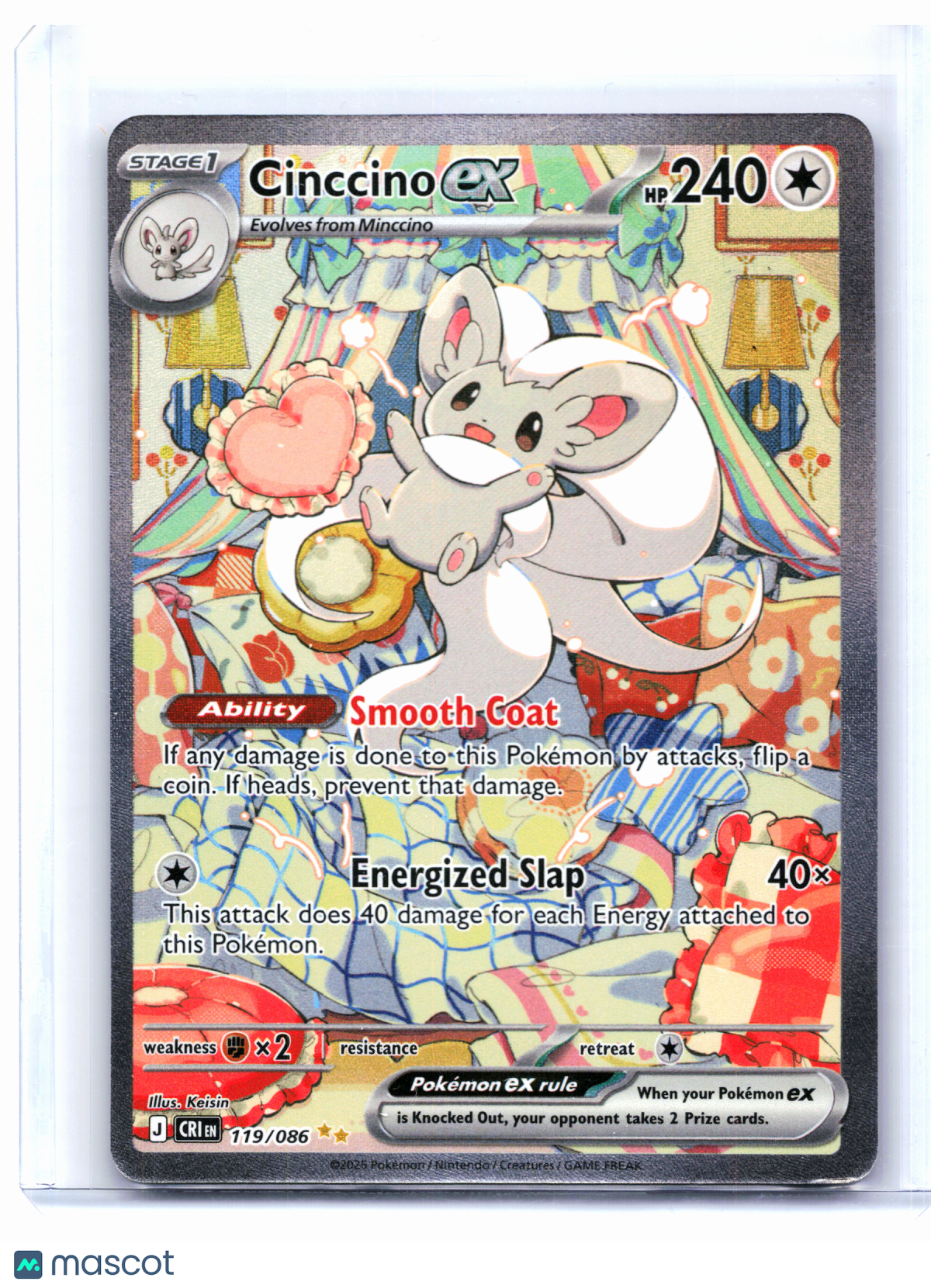 2026 Pokemon—Cinccino ex #119/086 Chaos Rising—Special Illustration Rare Holo