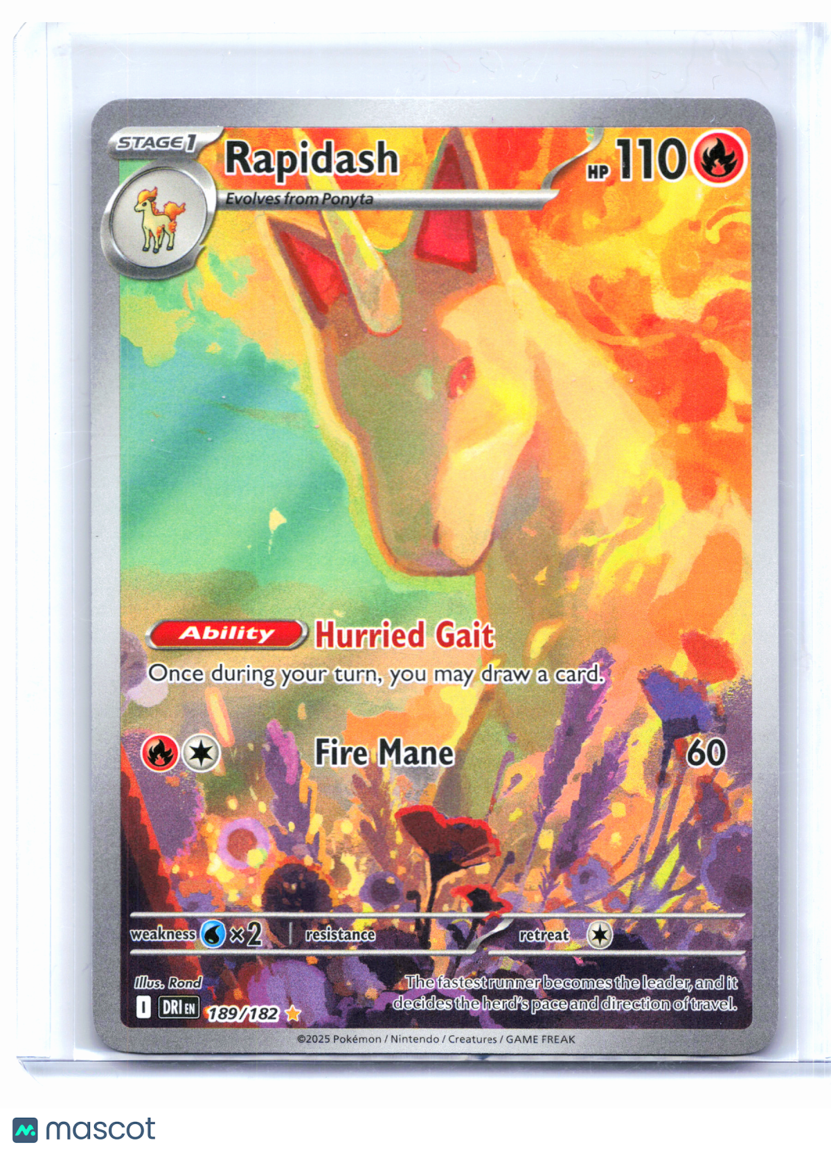 2025 Pokemon—Rapidash #189/182 Destined Rivals—Illustration Rare Holo [LP]