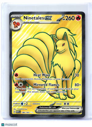 2023 Pokemon—Ninetales ex #186/165 Scarlet & Violet 151—Ultra Rare Holo