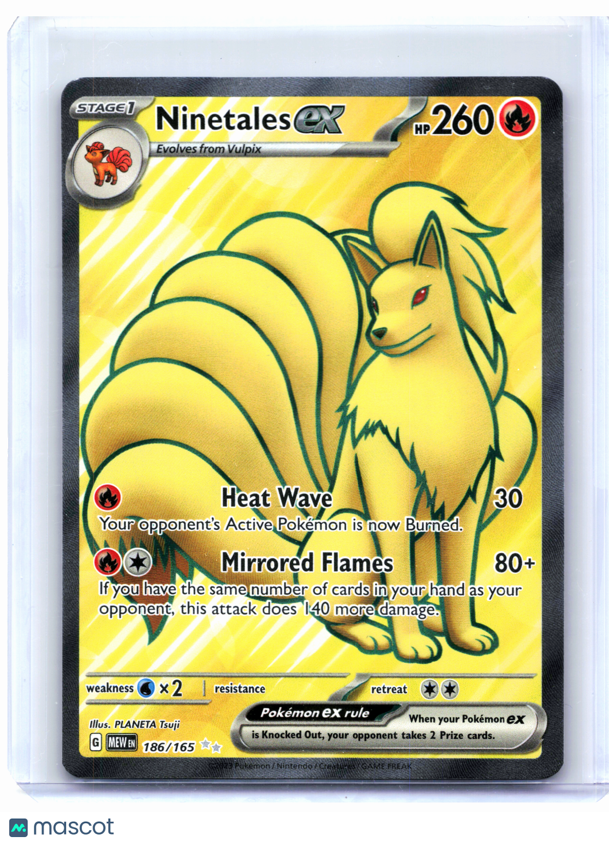 2023 Pokemon—Ninetales ex #186/165 Scarlet & Violet 151—Ultra Rare Holo