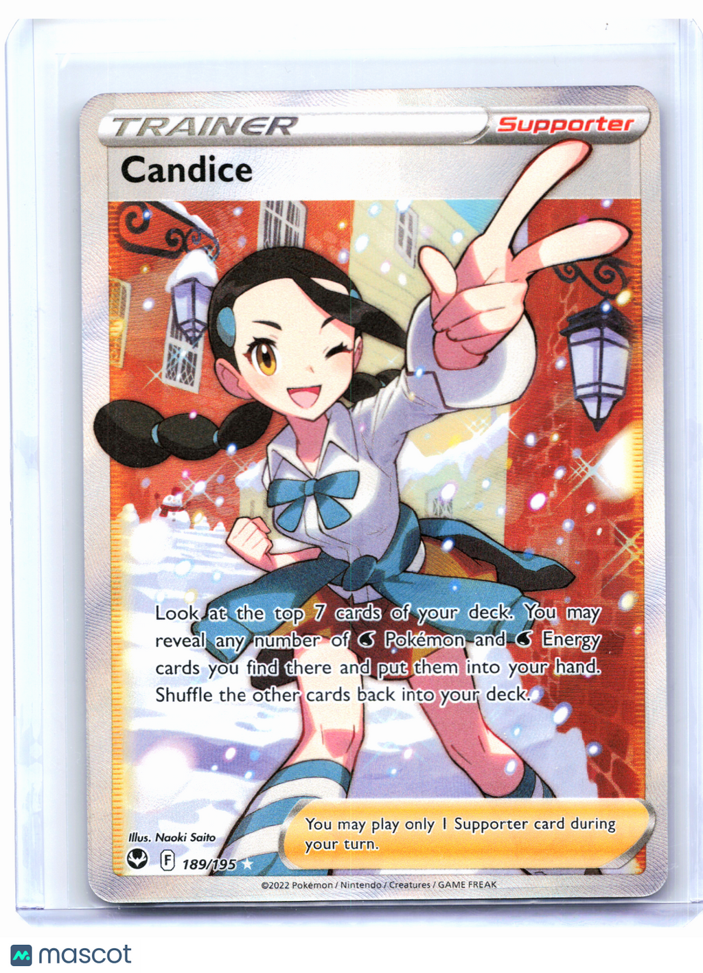 2022 Pokemon—Candice #189/195 Silver Tempest—Ultra Rare Holo