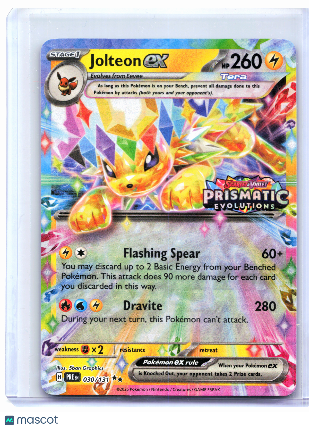 2025 Pokemon—Jolteon ex (Prismatic Evolutions Stamp) #030/131—Double Rare [LP]
