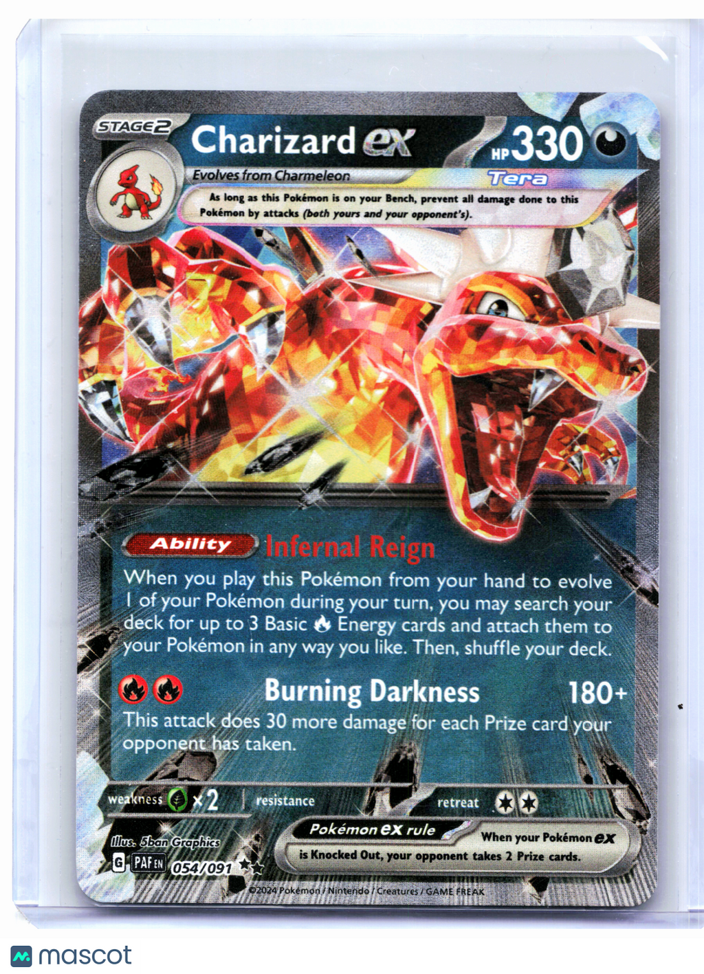 2024 Pokemon—Charizard ex #054/091 Paldean Fates—Double Rare Holo