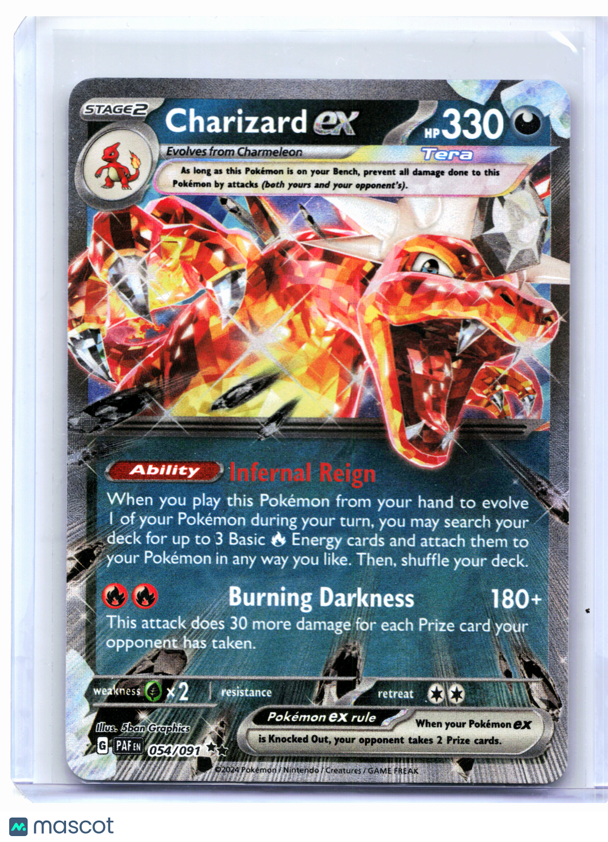 2024 Pokemon—Charizard ex #054/091 Paldean Fates—Double Rare Holo