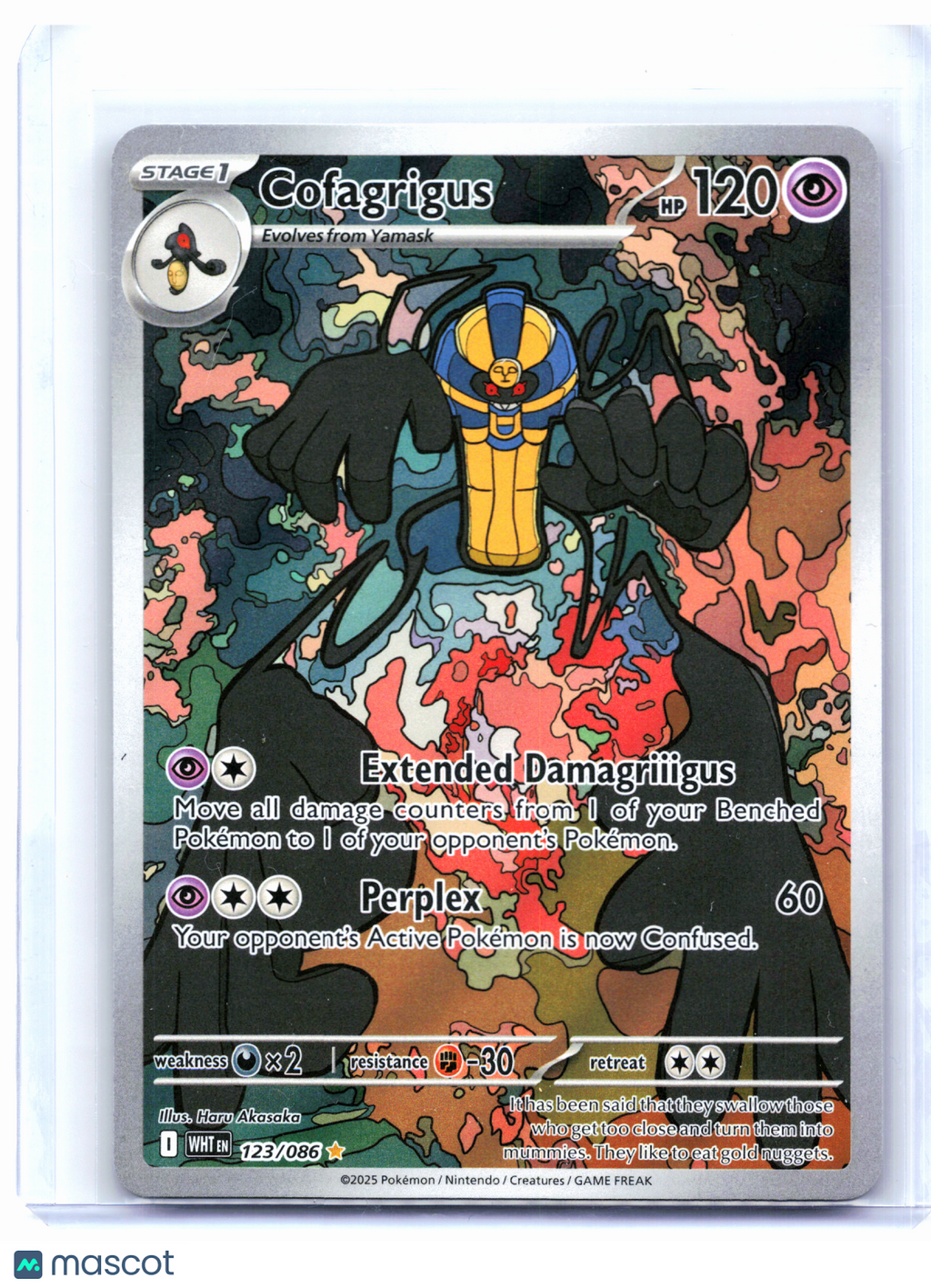2025 Pokemon—Cofagrigus #123/086 White Flare—Illustration Rare Holo