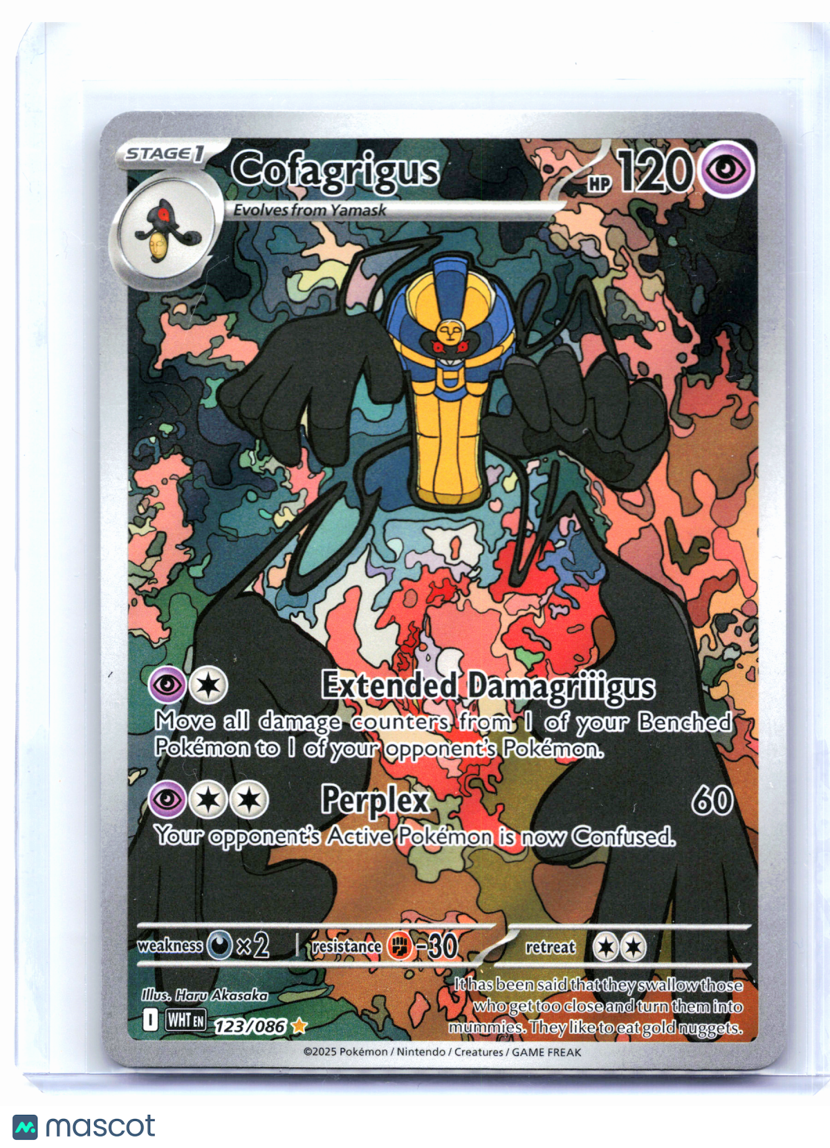 2025 Pokemon—Cofagrigus #123/086 White Flare—Illustration Rare Holo