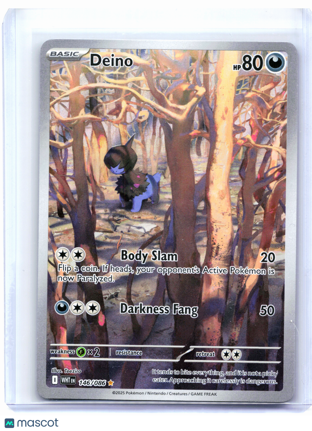 2025 Pokemon—Deino #146/086 White Flare—Illustration Rare Holo
