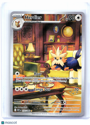 2025 Pokemon—Herdier #155/086 White Flare—Illustration Rare Holo