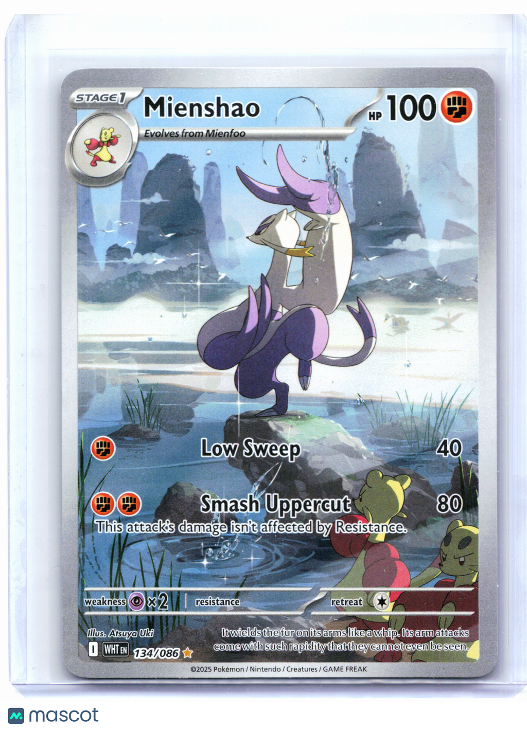 2025 Pokemon—Mienshao #134/086 White Flare—Illustration Rare Holo