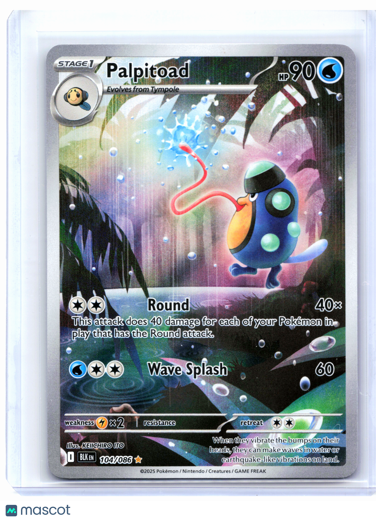 2025 Pokemon—Palpitoad #104/086 Black Bolt—Illustration Rare Holo