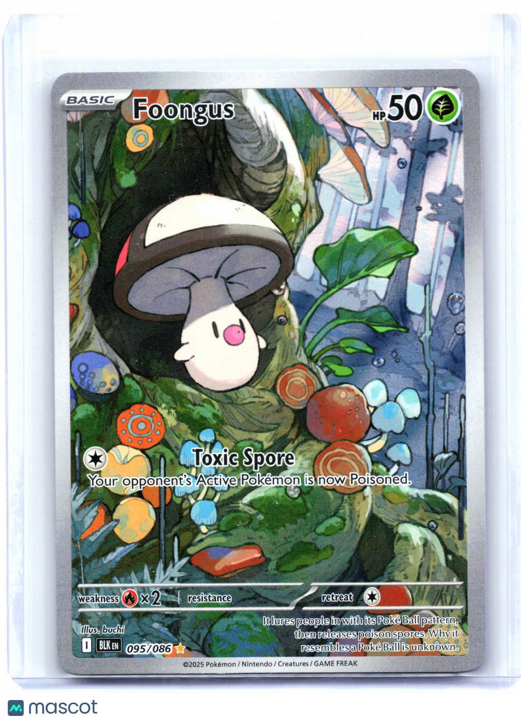 2025 Pokemon—Foongus #095/086 Black Bolt—Illustration Rare Holo