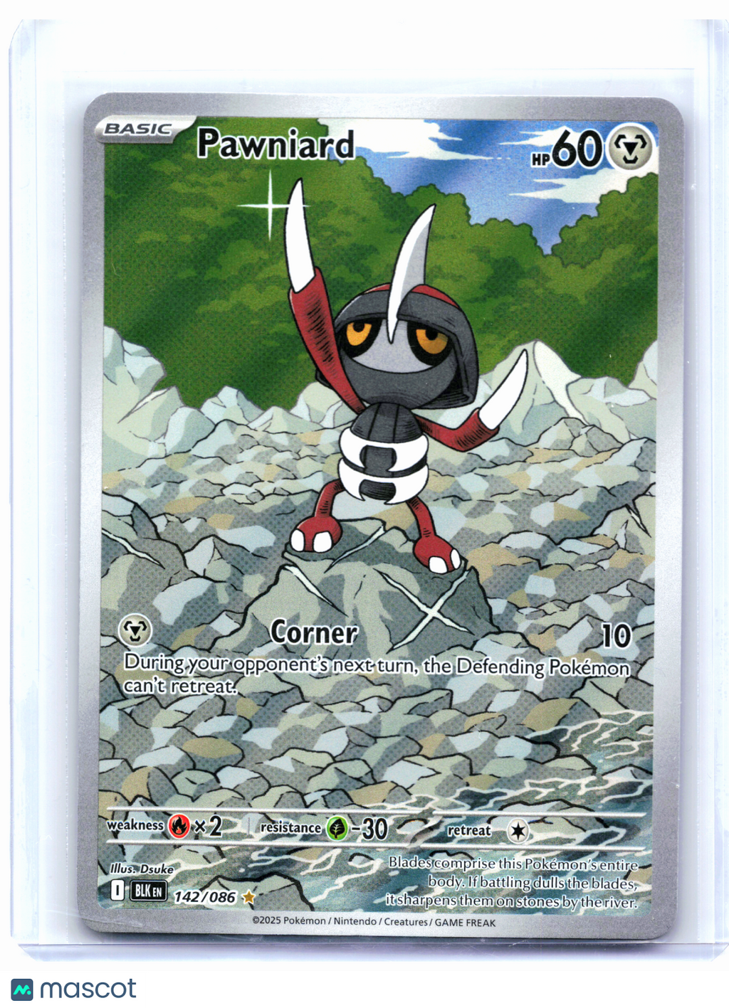 2025 Pokemon—Pawniard #142/086 Black Bolt—Illustration Rare Holo