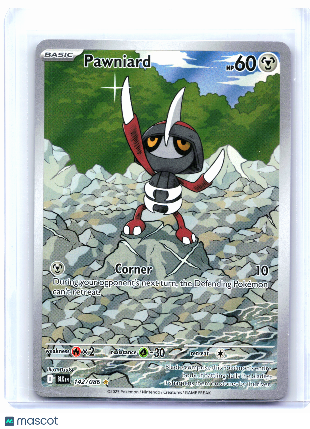 2025 Pokemon—Pawniard #142/086 Black Bolt—Illustration Rare Holo
