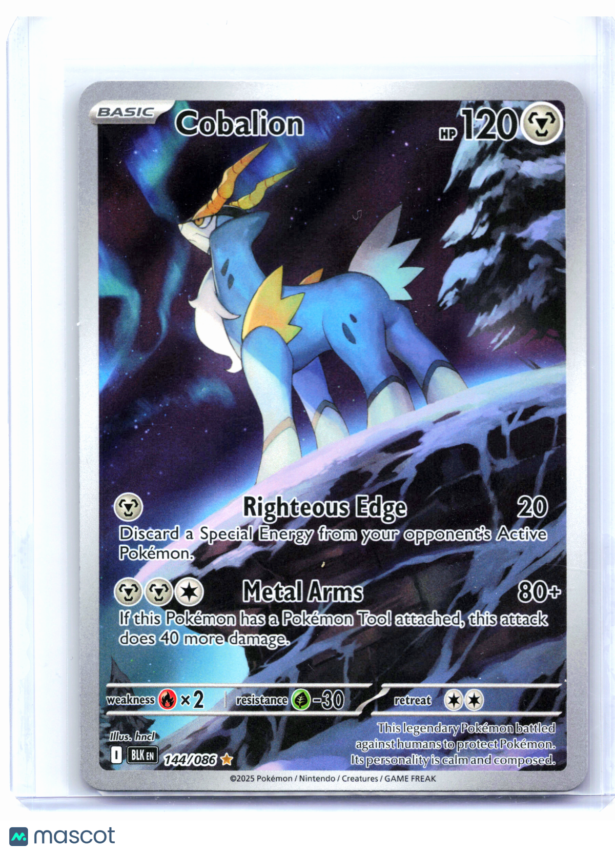 2025 Pokemon—Cobalion #144/086 Black Bolt—Illustration Rare Holo
