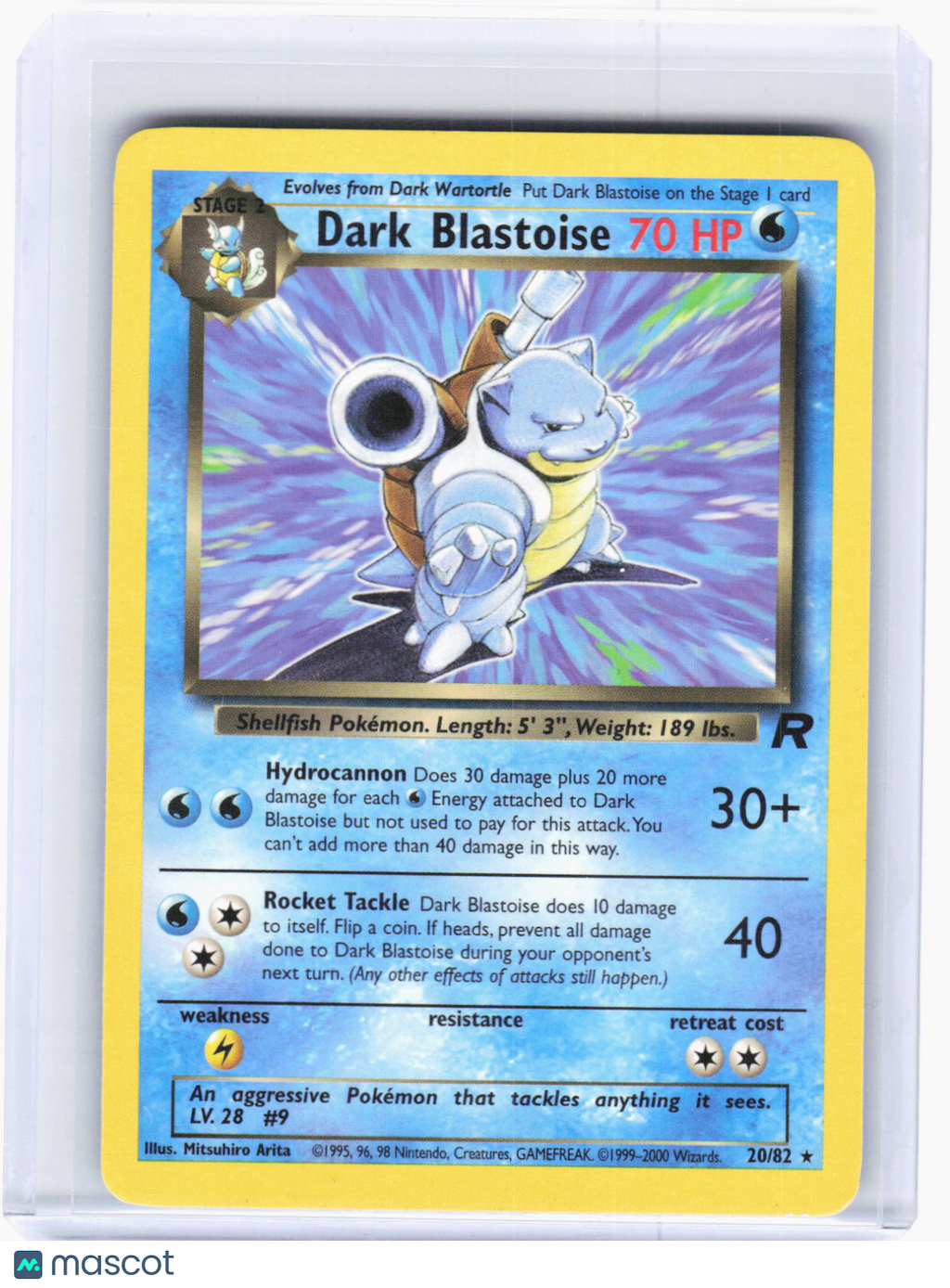 2000 Pokemon—Dark Blastoise #20/82 Team Rocket—Rare Non-Foil