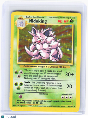 1999 Pokemon—Nidoking #11/102 Base Set—Rare Holo (Moderately Played)