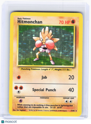 1999 Pokemon—Hitmonchan #7/102 Base Set—Rare Holo (Lightly Played)