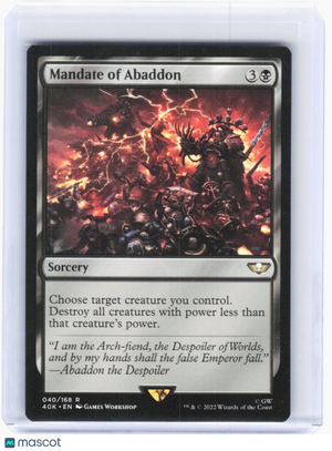 2022 Magic: The Gathering—Mandate of Abaddon #040 (40K)—Rare Non-Foil