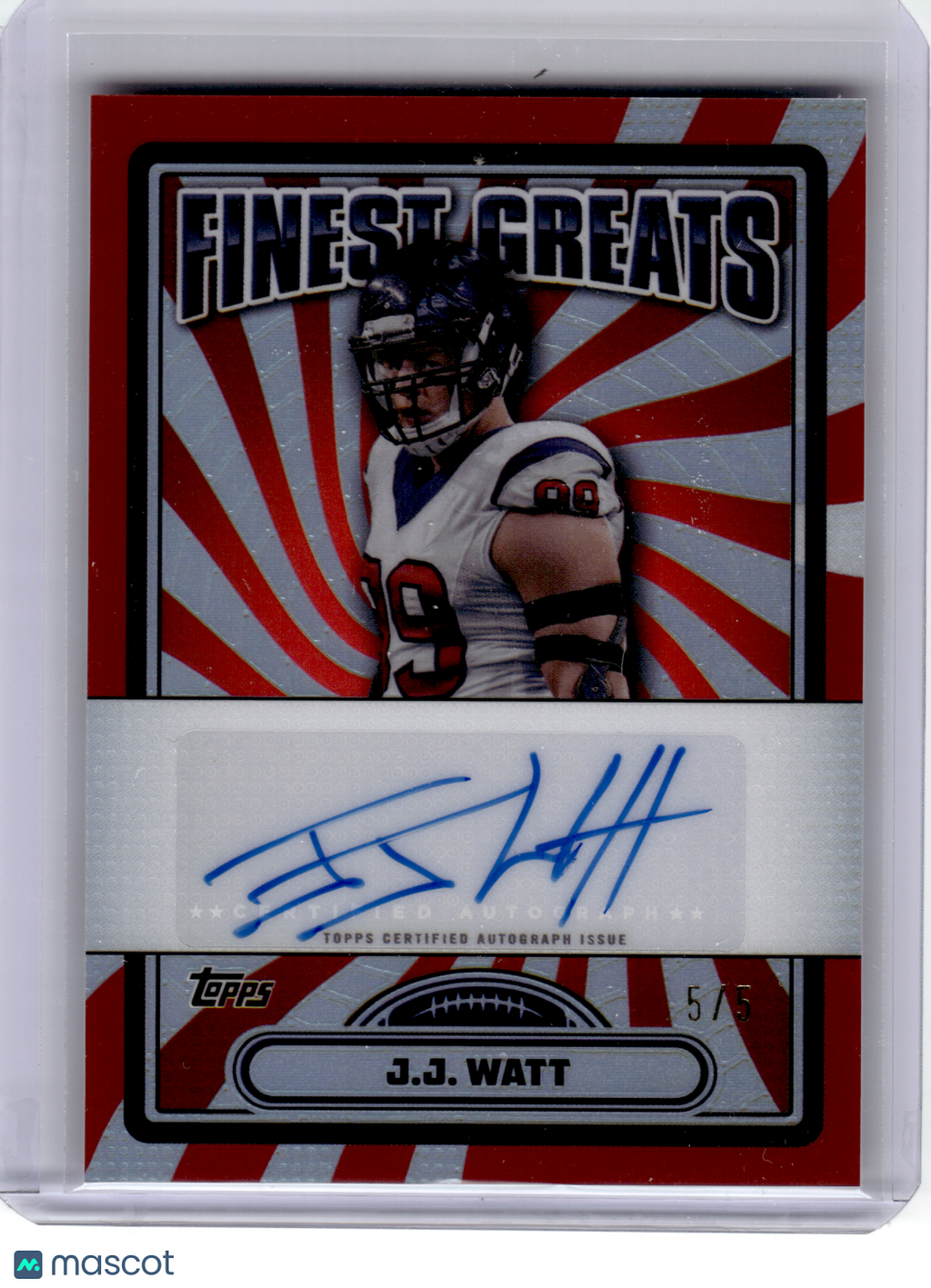 2024 Topps Finest Football—J.J. Watt #FG-JW Red Refractor 5/5