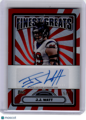 2024 Topps Finest Football—J.J. Watt #FG-JW Red Refractor 5/5