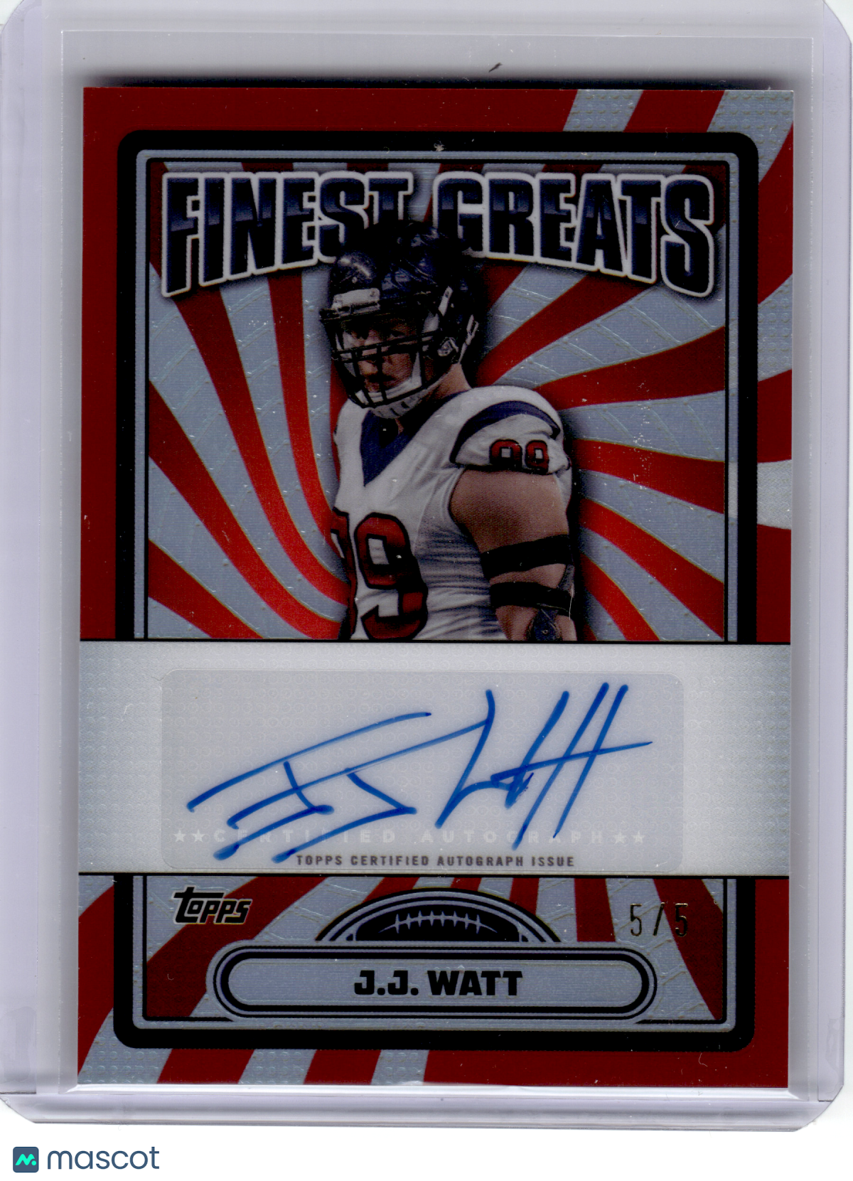 2024 Topps Finest Football—J.J. Watt #FG-JW Red Refractor 5/5