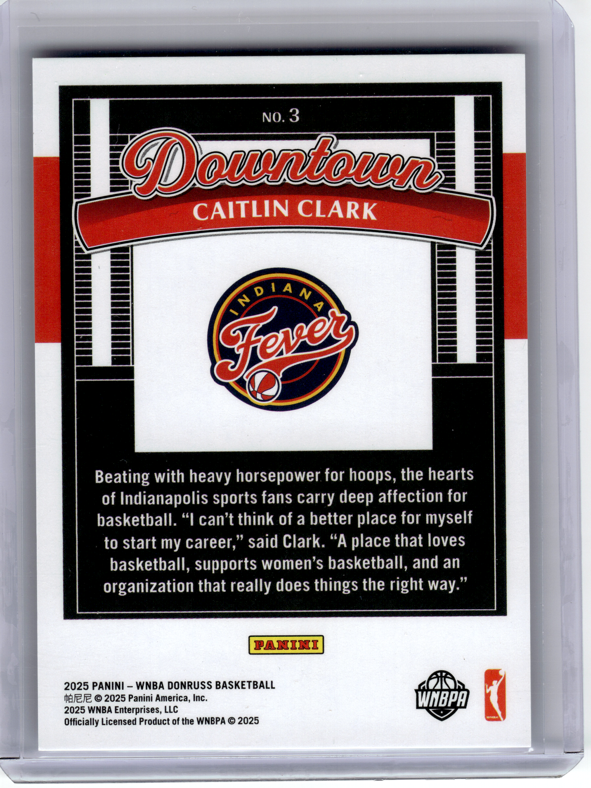 2025 Panini Donruss Downtown Basketball—Caitlin Clark #3
