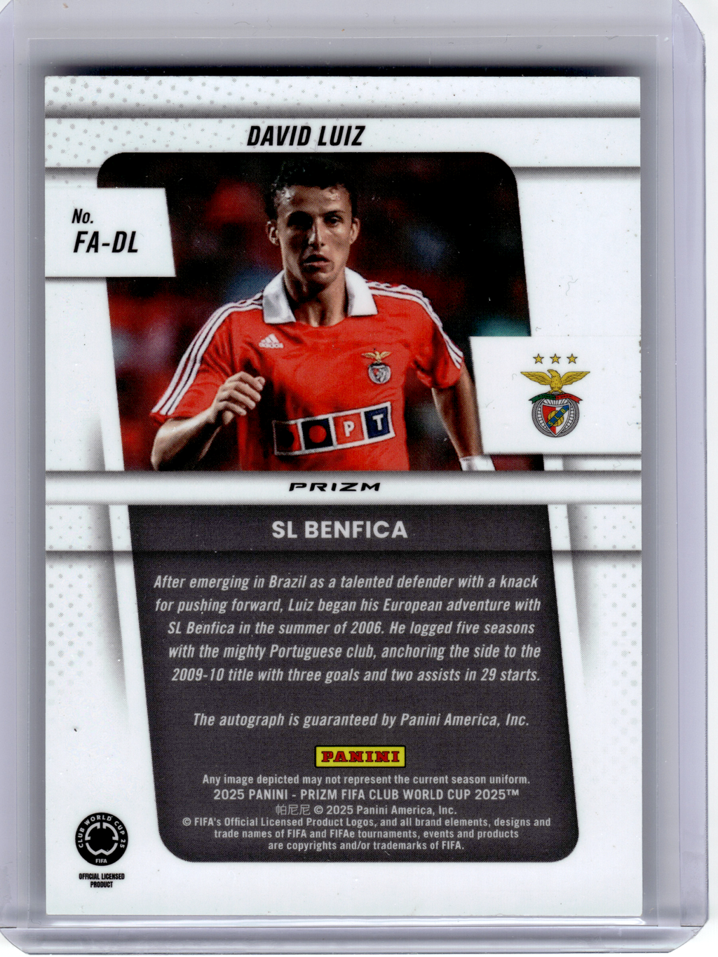2025 Panini Prizm FIFA Club World Cup Soccer—David Luiz #FA-DL
