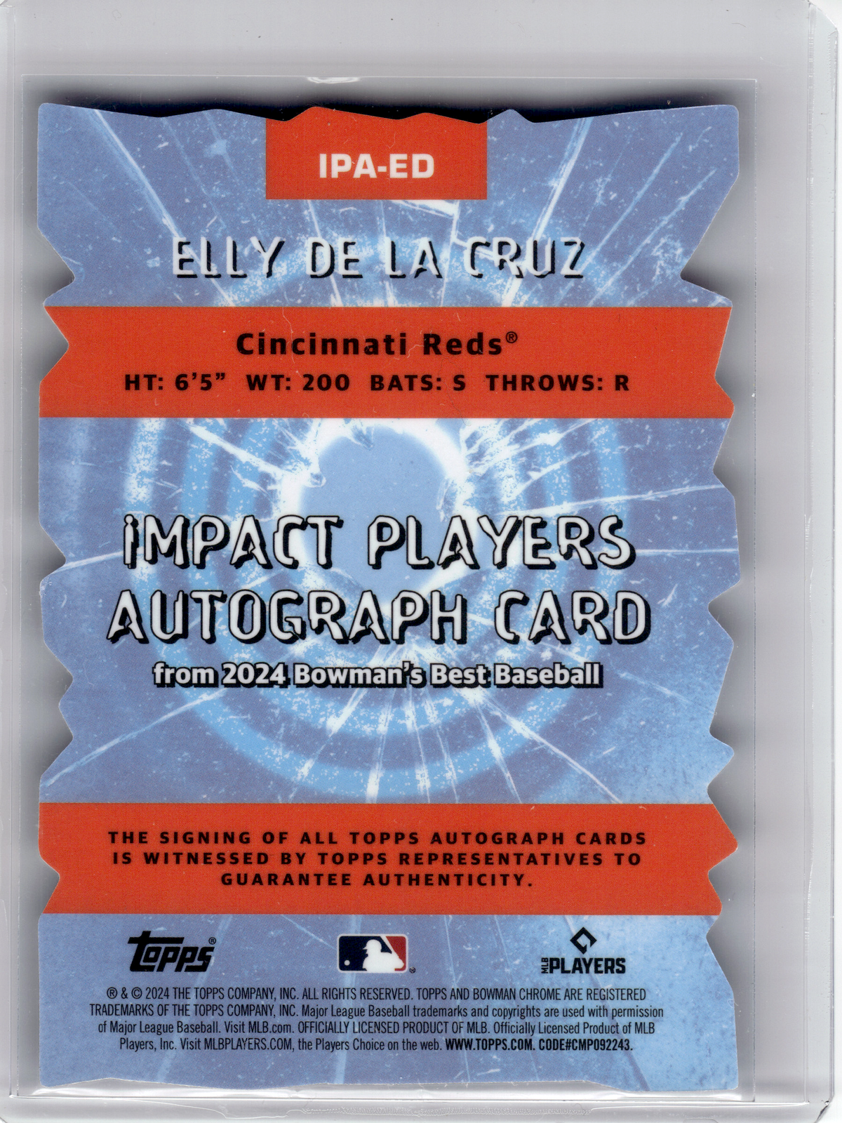 2024 Topps Bowman's Best Baseball—Elly De La Cruz #IPA-ED RC 39/50