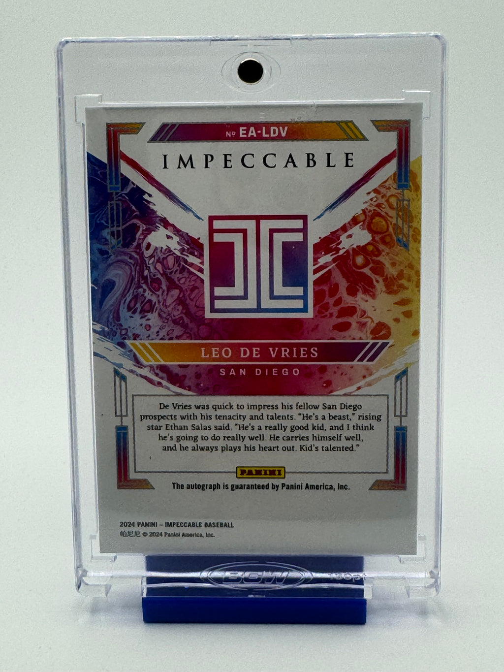 2024 Panini Impeccable Baseball—Leo De Vries #EA-LDV 16/49