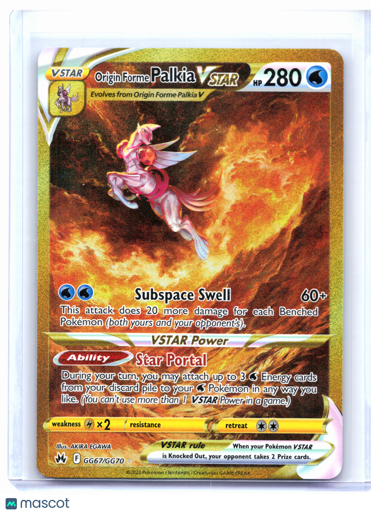 2023 Pokemon—Origin Forme Palkia VSTAR #GG67/GG70 CRZ: GG—Secret Rare Holo