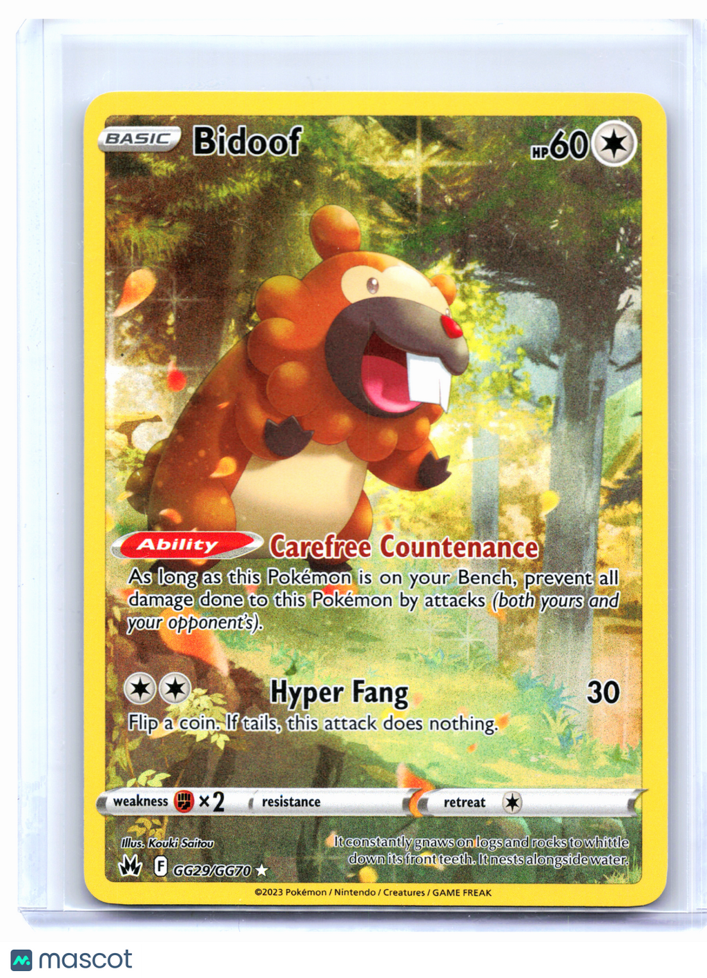 2023 Pokemon—Bidoof #GG29/GG70 Crown Zenith: Galarian Gallery—Ultra Rare Holo