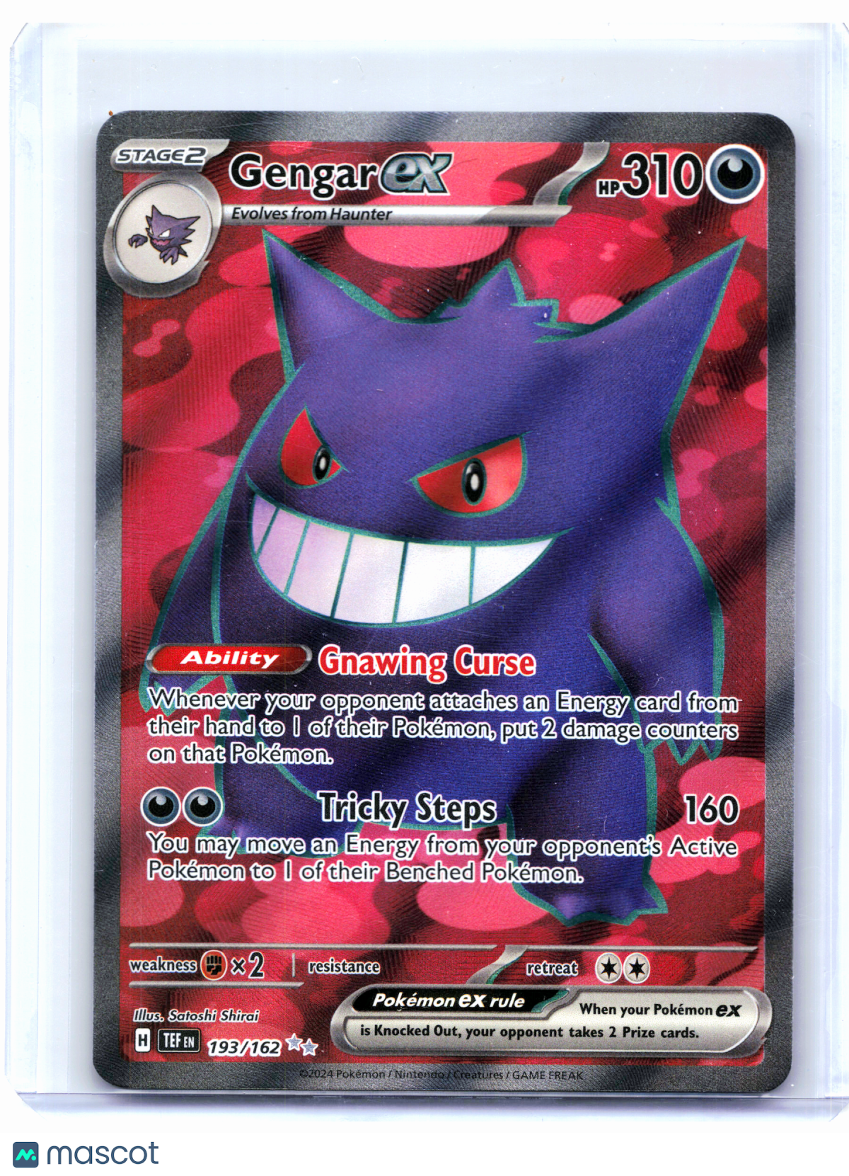 2024 Pokemon—Gengar ex #193/162 Temporal Forces—Ultra Rare Holo