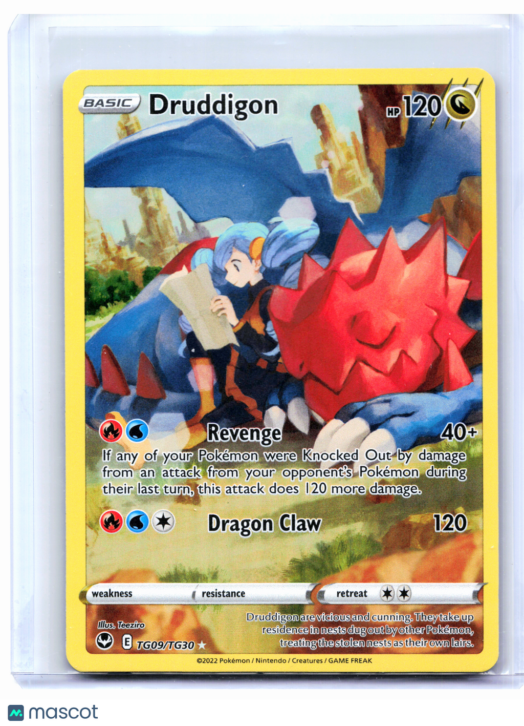 2022 Pokemon—Druddigon #TG09/TG30 Silver Tempest Trainer Gallery—Ultra Rare Holo