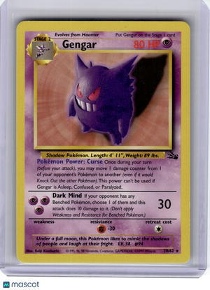 1999 Pokemon—Gengar #20 Fossil—Rare Regular [Moderately Played]