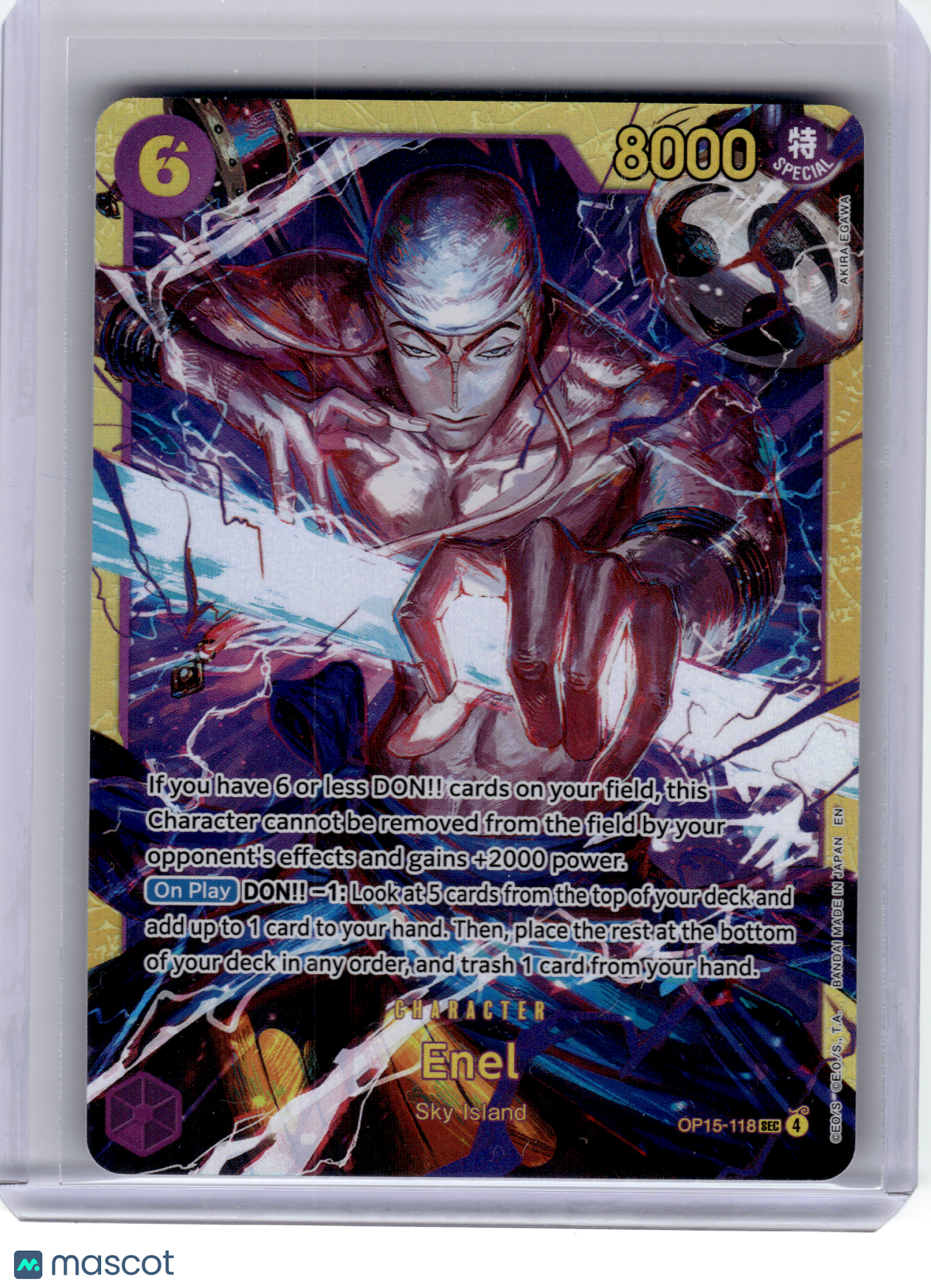 2023 One Piece Card Game—Enel #OP15-118 Adventure on Kami's Island—SEC Foil