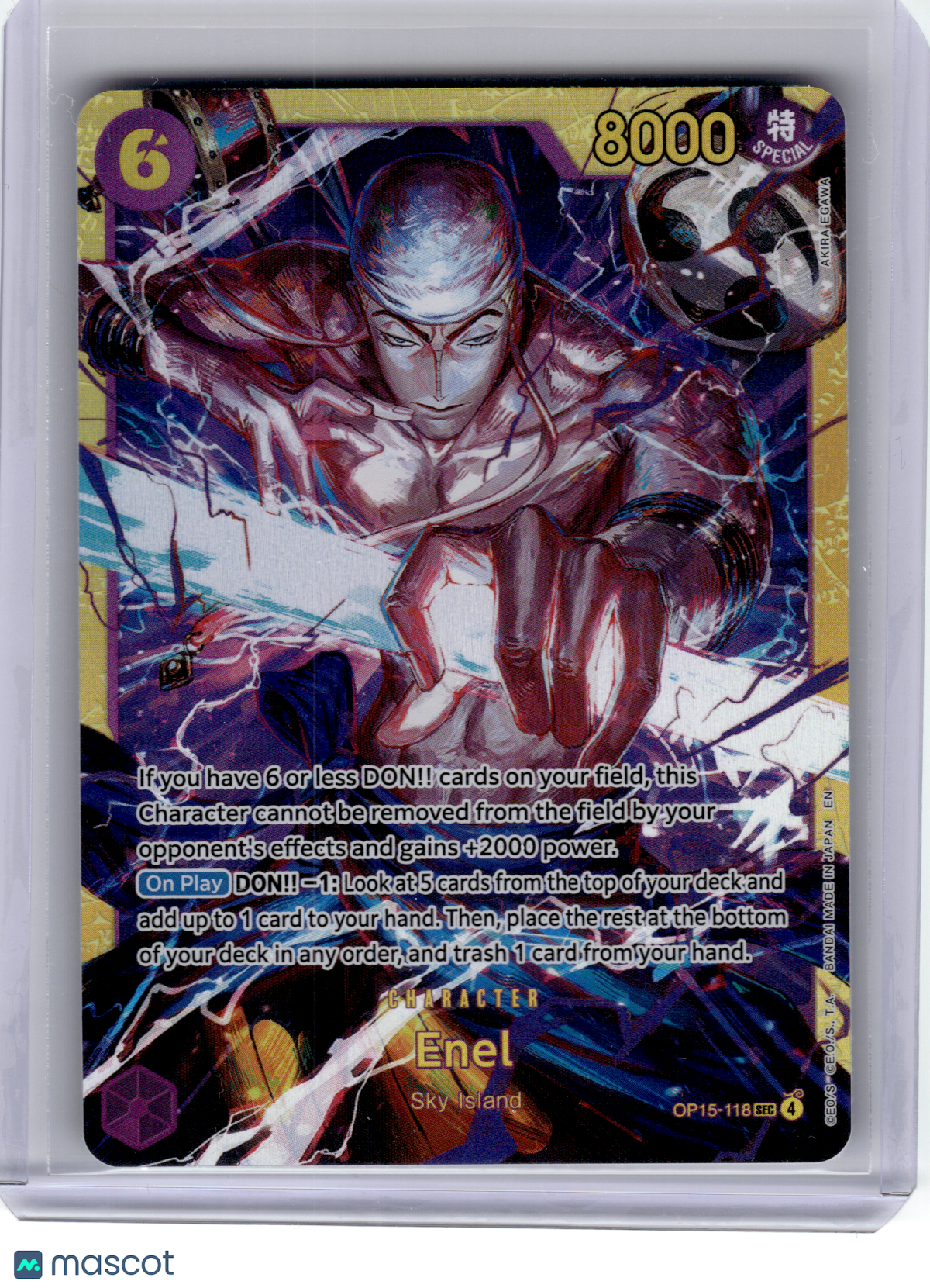 2024 One Piece Card Game—Enel #OP15-118 Adventures on Kami's island—sec Foil