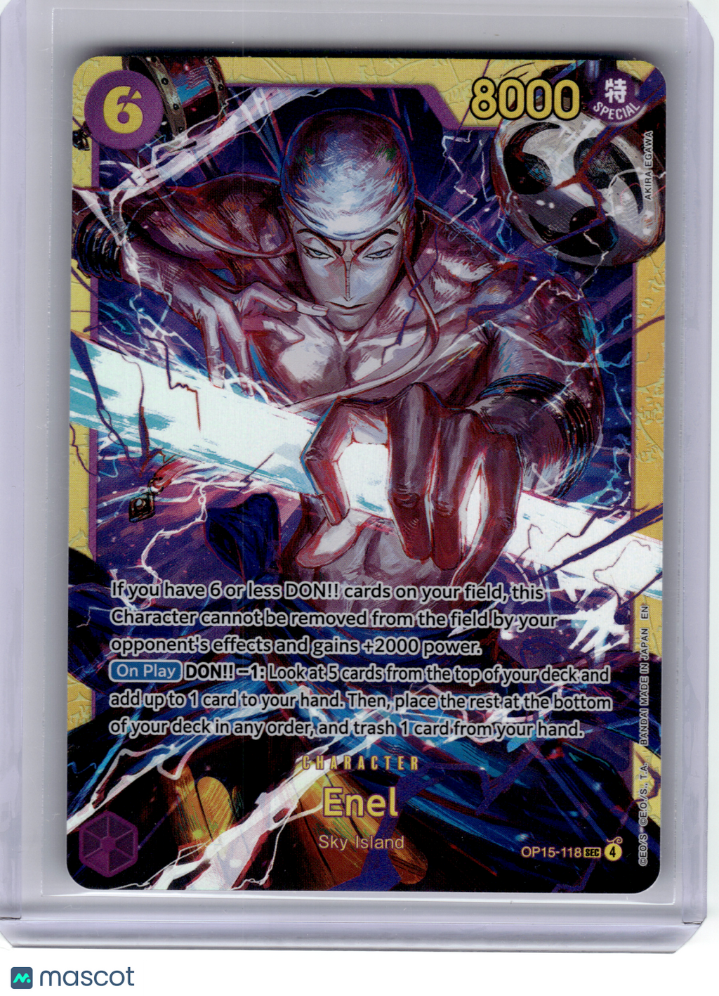 2023 One Piece Card Game—Enel #OP15-118 Adventures on Kami's Island—SEC Foil