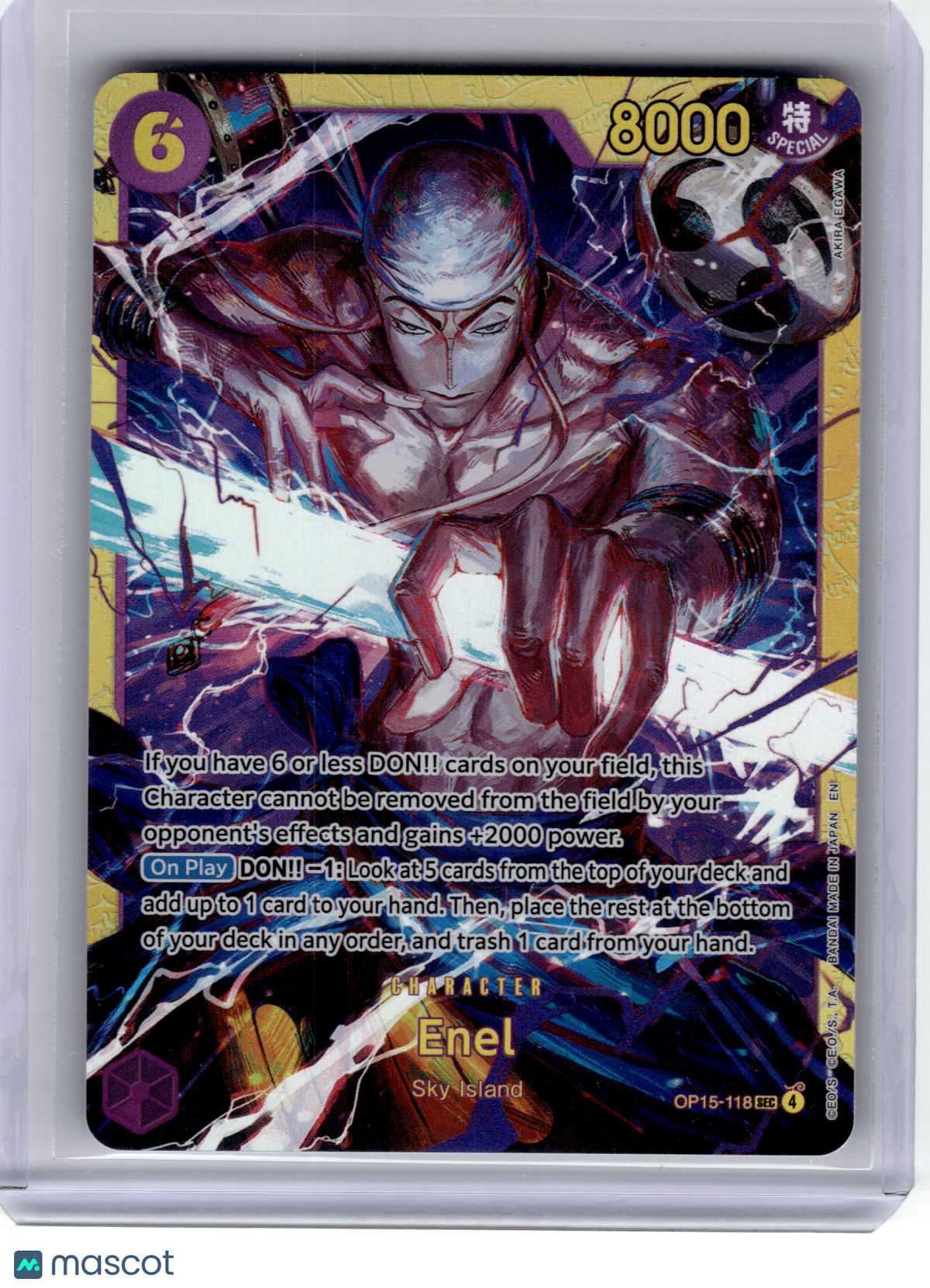2023 One Piece Card Game—Enel #OP15-118 Adventures on Kami's Island—SEC Foil
