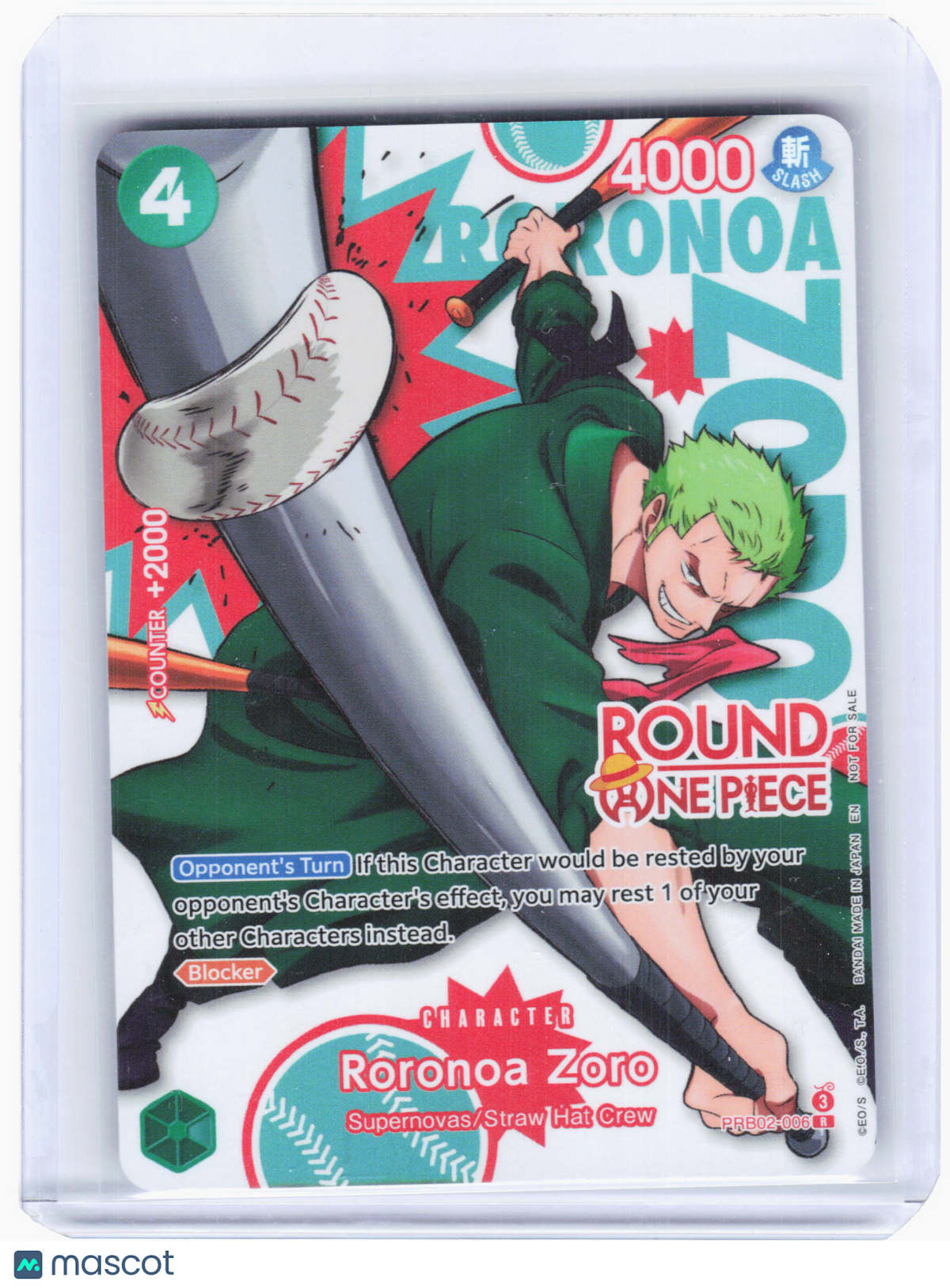 2026 One Piece Card Game—Roronoa Zoro #PRB02-006—Rare Foil (Round 1 Promo)