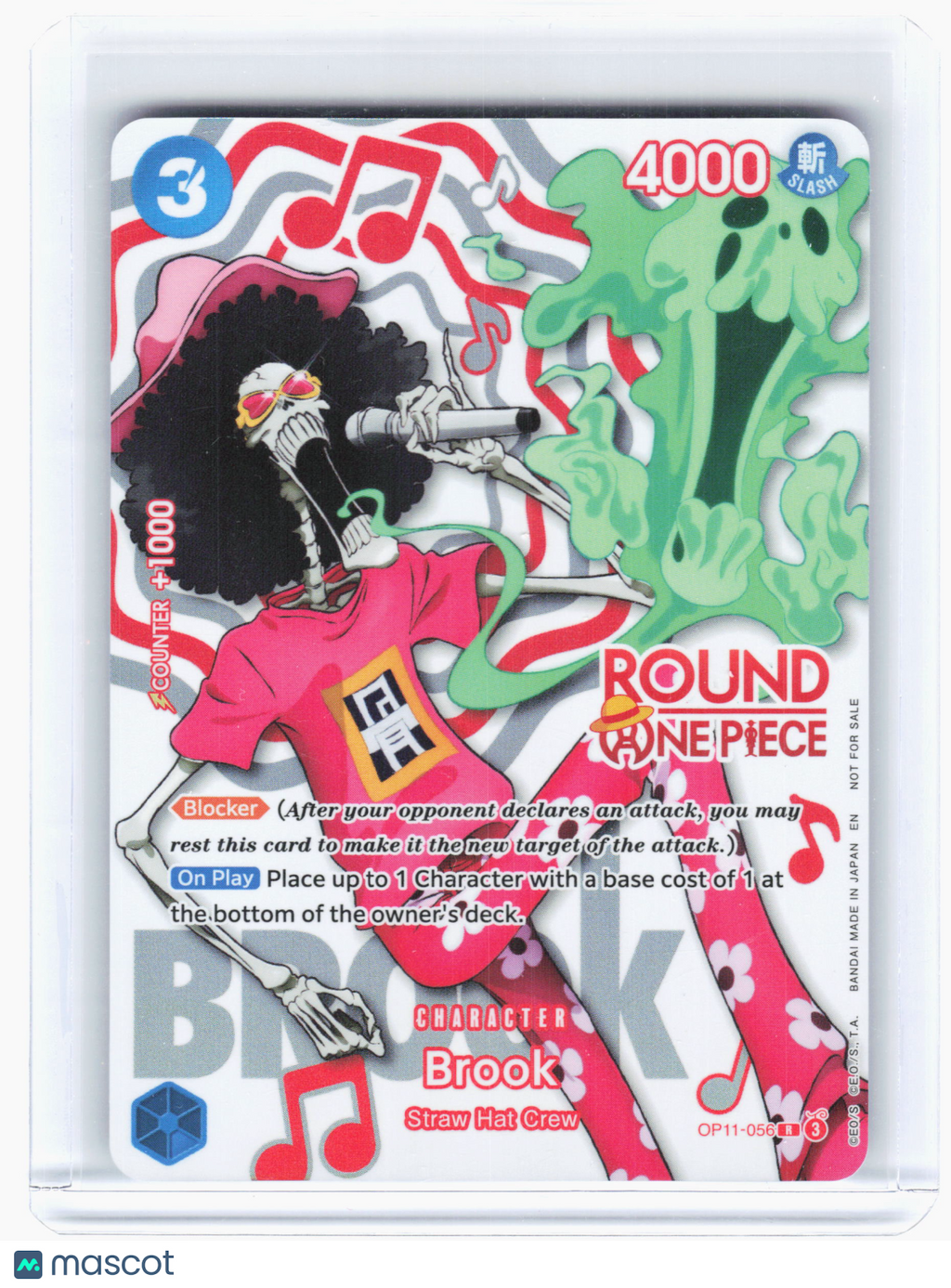 2026 One Piece Card Game—Brook #OP11-056—Rare Holo (Round 1 Promo)