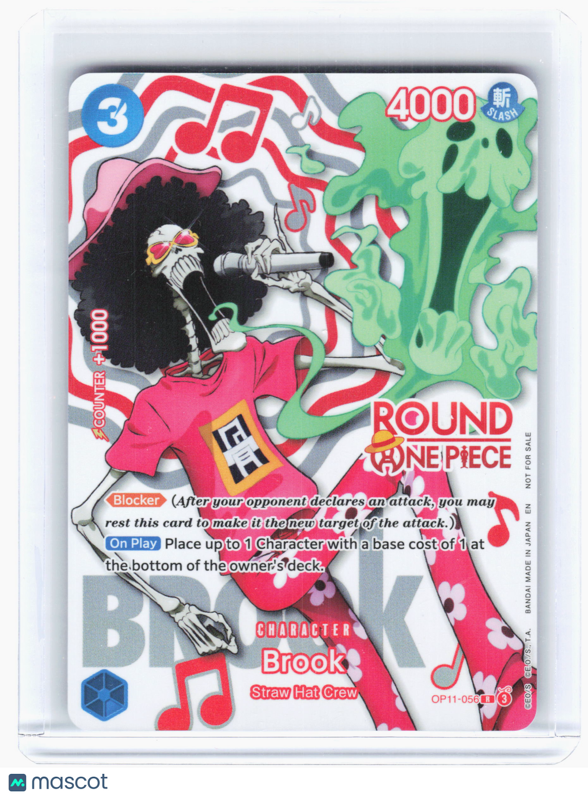2026 One Piece Card Game—Brook #OP11-056—Rare Holo (Round 1 Promo)