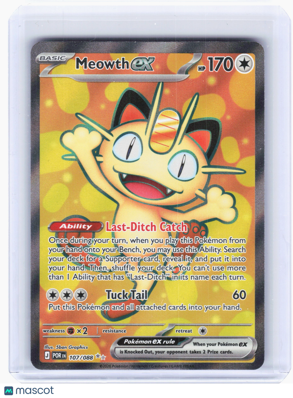2026 Pokemon—Meowth ex #107 Perfect Order—Ultra Rare Holo