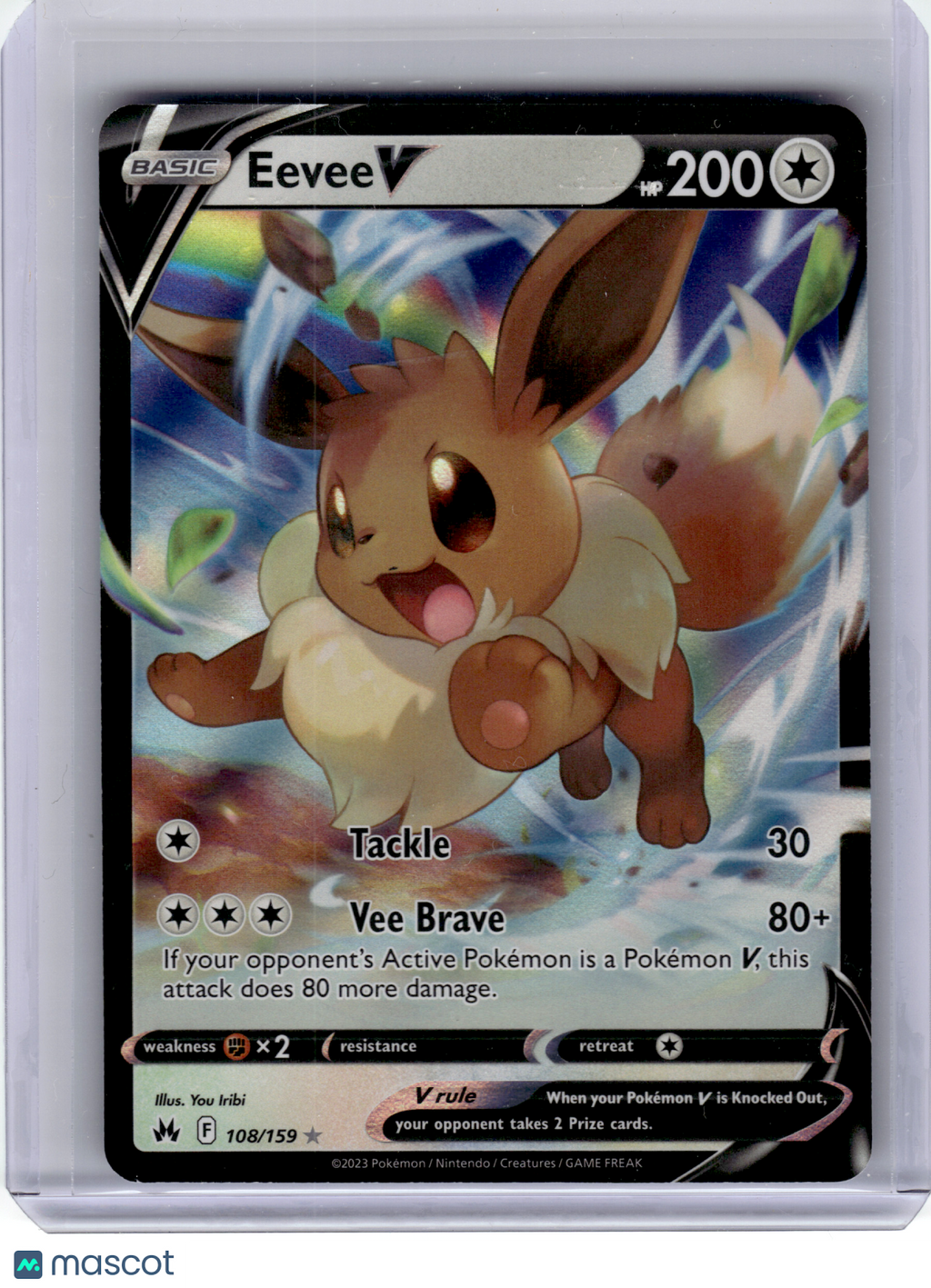 2023 Pokemon—Eevee V #108 Crown Zenith—Ultra Rare Holo [Lightly Played]