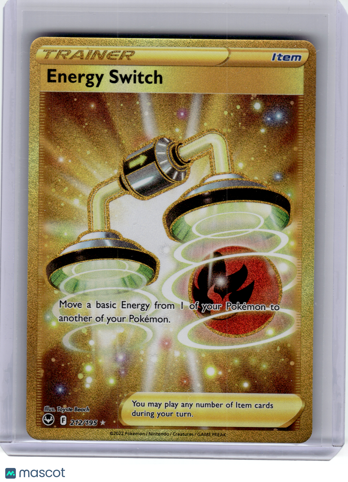 2022 Pokemon—Energy Switch #212 Silver Tempest—Secret Rare Gold