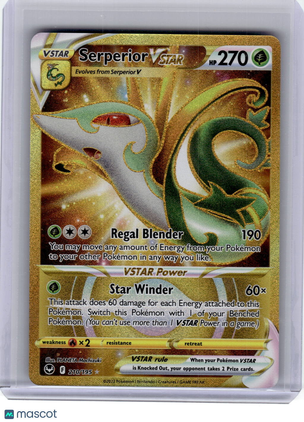 2022 Pokemon—Serperior VSTAR #210 Silver Tempest—Secret Rare Gold