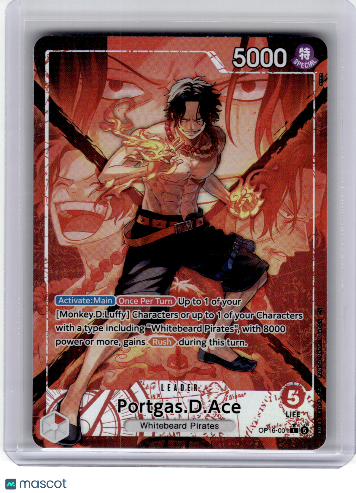 2026 OP Card Game—Portgas.D.Ace #OP16-001 The Time of Battle—L Foil (Alt Art)