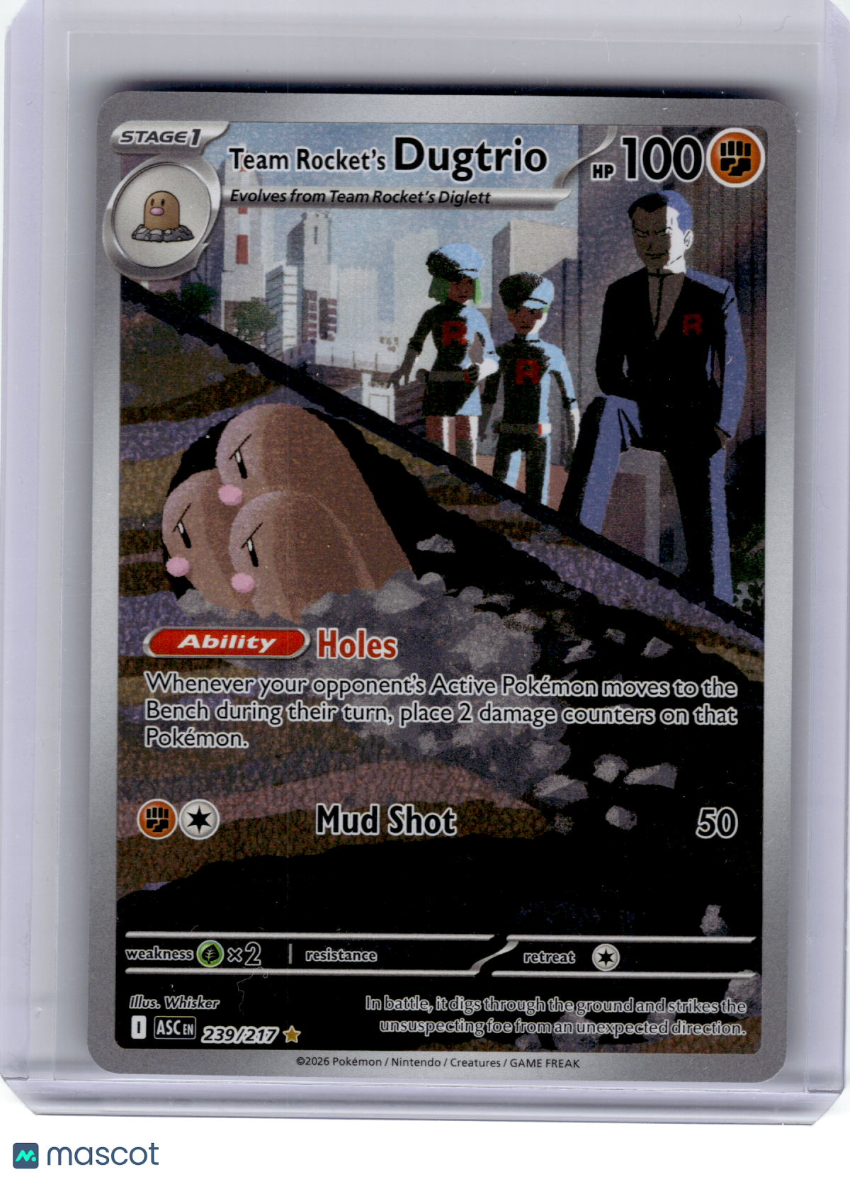 2026 Pokemon—Team Rocket's Dugtrio #239 Ascended Heroes—Illustration Rare Holo