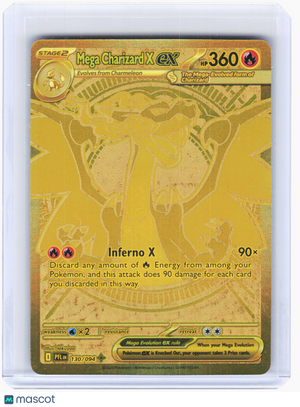 2025 Pokemon—Mega Charizard X ex #130 Phantasmal Flames—Mega Hyper Rare Gold