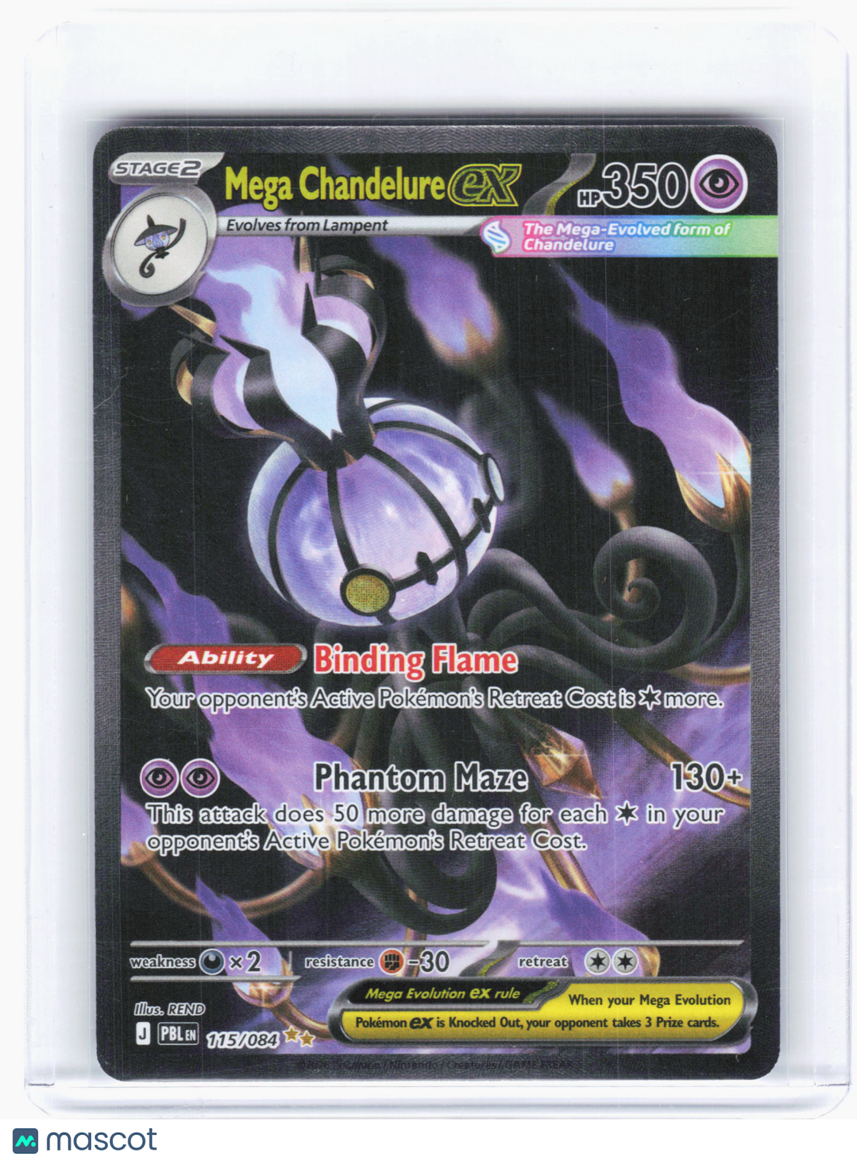 2026 Pokemon—Mega Chandelure ex #115 Pitch Black—Special Illustration Rare Holo
